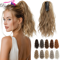Extensions de queue de cheval bouclées lâches en fibre synthétique résistante à la chaleur, blondes, pour femmes blanches américaines et européennes