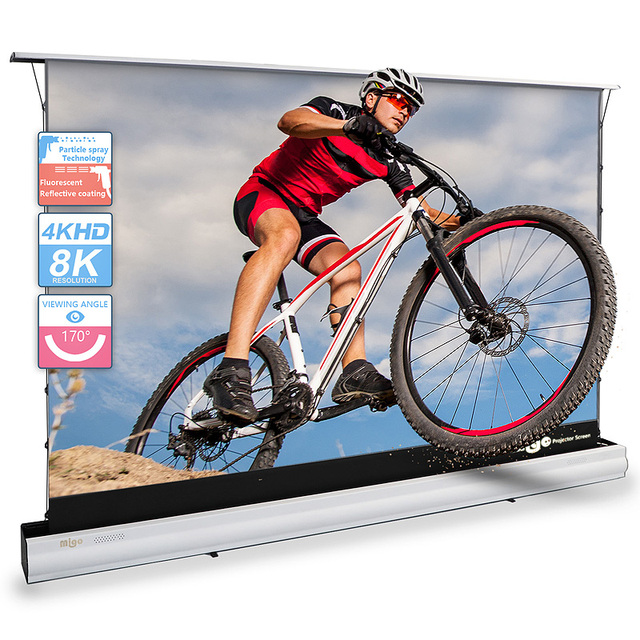 MIGO 92inch-150inch Motorized  Projector Screen  Tab Tension Floor Rising  Alr Projector Screen Projection for Ust Projector