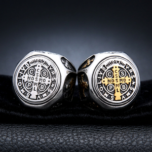 Yunnique Stainless Steel Cross <b>Ring</b> Men's Jewelry Geometric Shape Gift with Gold Accents - Product Image 1