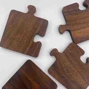 Multi-functional Walnut Wooden Puzzle Coasters Heat Resistant Beverage Drink Coaster for <b>Bar</b> Restaurants Office - Product Image 3