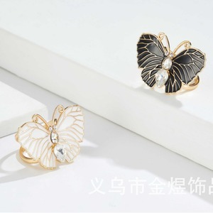 Butterfly Scarf Buckle Alloy Plated Black White Fashion Garment Accessory - Product Image 1