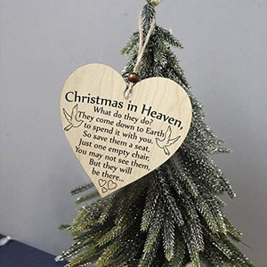 12 pièces ornements de Noël au paradis plaque commémorative en bois suspendu arbre de Noël ornement en forme de coeur Noël au paradis - Product Image 3
