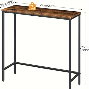Tavolo consolle Versatile per interni con Base in metallo nero, in legno, a livello singolo, elegante e stretto, - Product Image 4