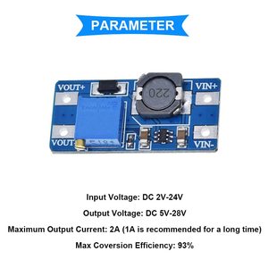 โมดูลการแปลง DC-DC MT3608, 2V-24V ถึง5V-28V ปรับสเต็ปขึ้นแรงดันไฟฟ้าควบคุมแหล่งจ่ายไฟสำหรับ Arduino - Product Image 5