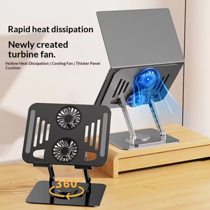 Soporte Metálico Giratorio de 360 Grados para Laptop con Dos Ventiladores de Refrigeración, Ajustable, Plegable y Ergonómico para Notebook, Tablet y PC - Product Image 5