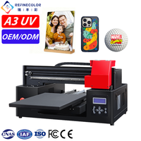 Printer UV Refinecolor A3, Printer Flatbed UV untuk Pencetakan Logo Kustom pada Pulpen, Plastik, Logam, Produksi Hadiah Promosi