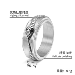 Punk Retro roestvrijstalen <span class=keywords><strong>ring</strong></span> Draaibare sieraden Slangvormige draaibare roestvrijstalen <span class=keywords><strong>ring</strong></span> voor heren - Product Image 6