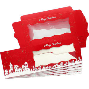 B846 scatole di presentazione di registro di Natale rosso con finestra trasparente forte torta Festival feste cartone visibile scatola cieca imballaggio - Product Image 5