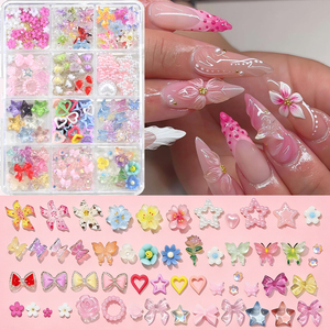 Kit de Accesorios para Decoración de <span class=keywords><strong>Uñas</strong></span> con Gemas en Forma de Flores, Mariposas, Estrellas y Corazones en Tonos <span class=keywords><strong>Pastel</strong></span>, para Bodas y Manicura Personal - Product Image 6