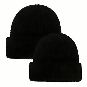Gorros de Punto Cálidos de Invierno de Color Sólido al por Mayor, Gorros Lisos para Padres e Hijos - Product Image 4