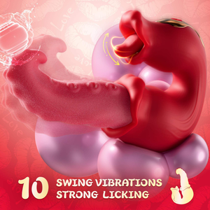 Vibromasseur sex-toys, jouets pour adultes pour femmes Vibromasseurs de poussée <span class=keywords><strong>Gode</strong></span> Rose Sex-toy avec 10 modes de léchage et de vibration, clitoris point G - Product Image 3