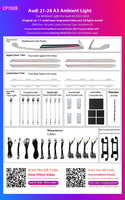 Kit d'éclairage d'ambiance Autowellus pour Audi A3 2021-2025, 30 couleurs, bande lumineuse pour grille d'aération de porte, contrôle par application, Plug & Play, mise à niveau 10W