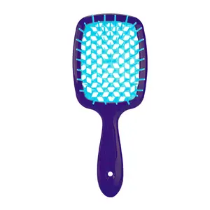 Custom Plastic Hollow-carved Comb Hollow Out Massage Styling Hair Brush for blacks