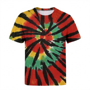 T-shirt à manches courtes pour homme, coupe classique, col rond, design tricoté décontracté avec motif imprimé en spirale coloré - Product Image 1
