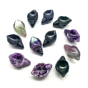 Hotsale Natural high quality mix materials 6cm rainbow fluorite Snail Bowls heading crafts rose quartz bowls for decoration