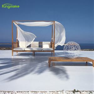 Kingmake Villa Hotel Patio al aire libre cama de día con dosel al aire libre camas de cabaña con madera de teca lujo moderno tumbona muebles de puerta exterior - Product Image 4