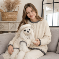 Ensemble de pulls à pompons personnalisés en tricot assortis pour femme et chien, vêtements pour animaux de compagnie, usine ODM OEM, vente en gros