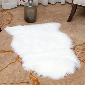 Alfombras y alfombras de piel de oveja falsa para bebés, supersuave tapete de área blanca, para sala de estar