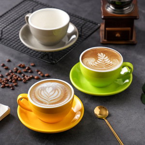 Ensemble de tasses à cappuccino et latte en céramique épaisse, standard professionnel, compétition, grande ouverture, 250 ml, tasse à café et soucoupe - Product Image 5