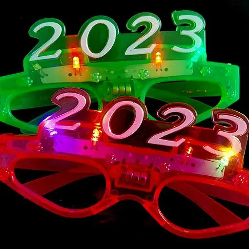 2023 Number LED Glowing Glasses Latest Light Up Glasses New Year Luminous Glasses For Party Supplies