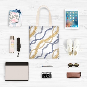 Hawaiian Puakenikeni Lei Design Eco Friendly <b>Canvas</b> <b>Tote</b> Bag Grocery Cotton Custom Reusable Shopping Shoulder Bag for Women - Product Image 5