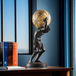 Atlante che tiene il mondo della statua del dio greco scultura figurina da collezione decorazione per la casa soggiorno decorazione del Desktop - Product Image 5
