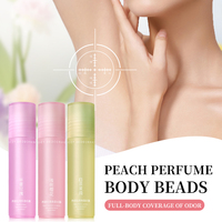 Lotion pour le corps parfumée douce et élégante avec trois senteurs : pêche, vanille et jasmin ; Parfum pour le corps avec une fragrance enveloppante