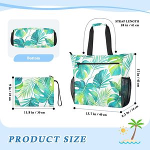 Custom Hawaiian Style Print Beach Tote <b>Bag</b> <b>for</b> <b>Women</b> Wholesale Portable Shoulder <b>Bag</b> with Matching <b>Pouch</b> <b>for</b> Vacation - Product Image 3