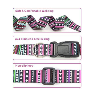 Collier pour chien à motif géométrique réglable, style tribal, fermeture à boucle en polyester, pour chiens, toutes saisons - Product Image 4