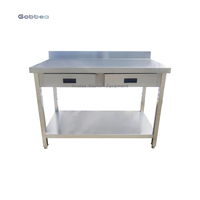 Table de préparation tout en acier inoxydable robuste avec dosseret haut et étagère inférieure réglable pour cuisine extérieure, restaurant, garage, atelier