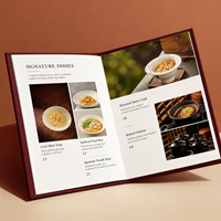 Porte-menu de luxe en cuir PU rouge bordeaux, logo estampé à chaud, support de menu personnalisé pour hôtels et restaurants haut de gamme