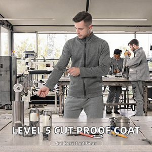 Chaqueta de Seguridad Anticorte, Corte Ajustado, Costuras Soldadas, Material de Poliéster, Protección Contra Cortes, Ropa de Trabajo, Gris - Product Image 2