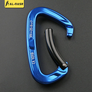Alnas Curved D-Type Carabiner Aluminum Alloy 10x6cm Quick Release Outdoor Climbing Safety Lock Blue - Product Image 2