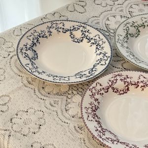 Assiette creuse <span class=keywords><strong>en</strong></span> céramique de haute qualité, style vintage, motif végétal, compatible micro-ondes, <span class=keywords><strong>vaisselle</strong></span> pour plats occidentaux - Product Image 3