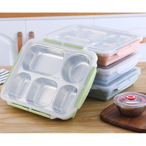 rectangle leakproof food bento box kids loncheras metal stainless steel thermal insulated school lunch boxes for children