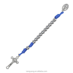스테인레스 스틸 8MM 비즈 블루 Paracord 묵주 색상 페이드 기적 메달 Tenner 묵주 Chaplet - Product Image 5