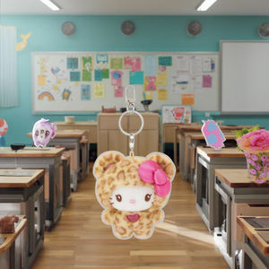Venta al por mayor estampado de leopardo Sanrioed llavero dibujos animados lindo Halloed gatito muñeco de peluche colgante bolsa ornamento - Product Image 3