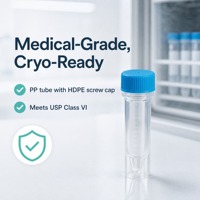 Flacon cryogénique stérile à filetage externe, autoportant, avec bouchon à vis en PP, pour stockage d'azote liquide 196°C pour cellules de laboratoire