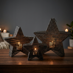 ชุดโคมไฟเหล็กตกแต่งลายดาว Sonnet Decor 3 ชิ้น ทนความร้อน งานแฮนด์เมด พิมพ์ลายดิจิตอล 1 สี ที่วางเทียนสำหรับตกแต่งบ้าน - Product Image 1