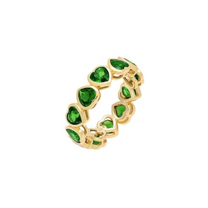 Anello a <span class=keywords><strong>fascia</strong></span> a cuore con castone colorato in argento Sterling 925 placcato oro 18 carati rosa donna - Product Image 3
