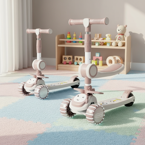 Trottinette pour enfants, trottinette et patins à roulettes trois-en-un, adaptée aux enfants de 1 à <span class=keywords><strong>3</strong></span>, 6 et 12 ans, peut être utilisée pour s'asseoir, rouler et patiner - Product Image 1