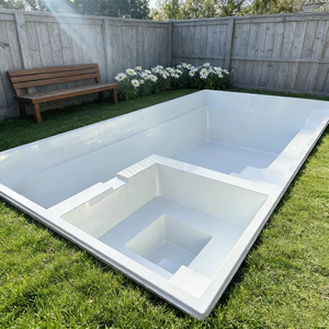 Bordure de piscine en pierre naturelle pour terrasse en bois, grande piscine extérieure rustique enterrée, étanche - Product Image 6