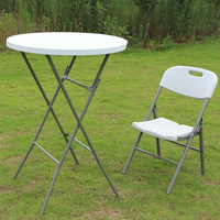 Mesa de Bar de cóctel plegable redonda de plástico blanco portátil al por mayor 60cm 80cm de altura superior para comedor al aire libre y eventos de fiesta