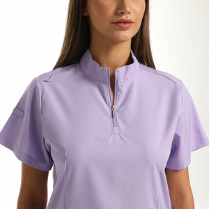 Uniforme ample de médecin et d'infirmière de grande taille col montant haut à fermeture éclair et pantalon à taille élastique ensemble de gommages médicaux - Product Image 2