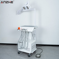 Unidad Dental Portátil con Lámpara LED, Unidad Dental Móvil con Lámpara LED y Compresor de Aire Silencioso Integrado para Clínica