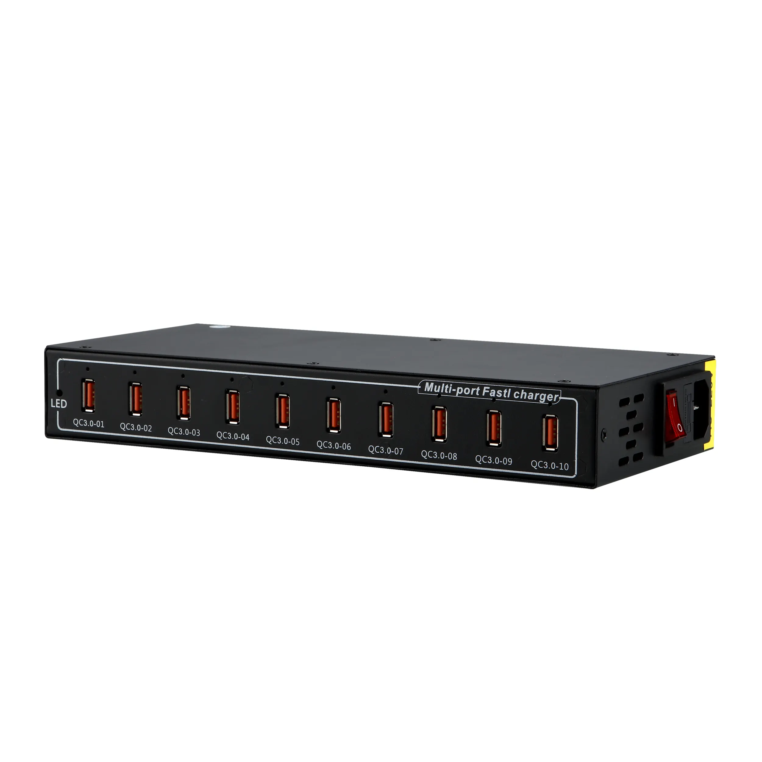 Pengisi daya ponsel USB 10 port, pengisi daya ponsel dudukan pengisi daya Cepat 200W adaptor 5V 9V 12V