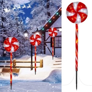3 pcs/Lot Candy Lollipop Christmas Light Warm White Flashing Garden Pathway Lights Lawn Lamp Xmas Lighting Decoration - Product Image 2