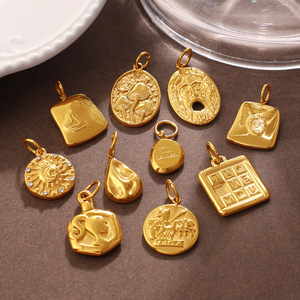 Colgante Retro Europeo Americano con Formas Mixtas en Relieve, Chapado en Acero Inoxidable, Accesorios de Joyería DIY para Hacer Collares - Product Image 2