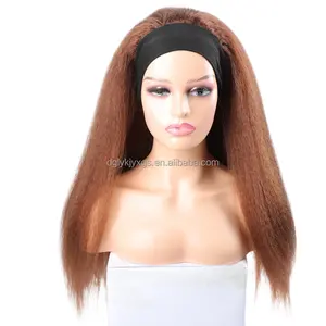 WF02 Synthetic Headband Wig Kinky Straight Blonde Black Headband Wig For Black Women Afro Synthetic Hair Kinky Curly Wig