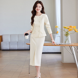 Women's Suit Set Midi Skirt Office Lady Wool Blend Anti-Wrinkle <b>Work</b> Commuting - Product Image 3